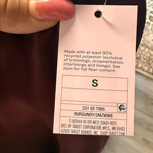 Wild Fable Burgundy Satin Slip Midi Skirt Black Lace Trim Womens Small - Picture 6 of 8